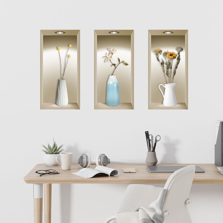 3D Wall Decorative Stickers Set Of 3Pcs