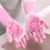 Magic Reusable Silicone Gloves with Wash Scrubber, Heat Resistant