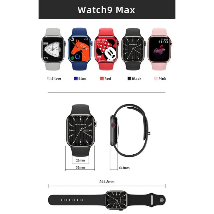 "Tinzzi Watch 9 Max Smartwatch: Series 8 Bluetooth Call NFC Wireless Charging"