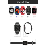 "Tinzzi Watch 9 Max Smartwatch: Series 8 Bluetooth Call NFC Wireless Charging"