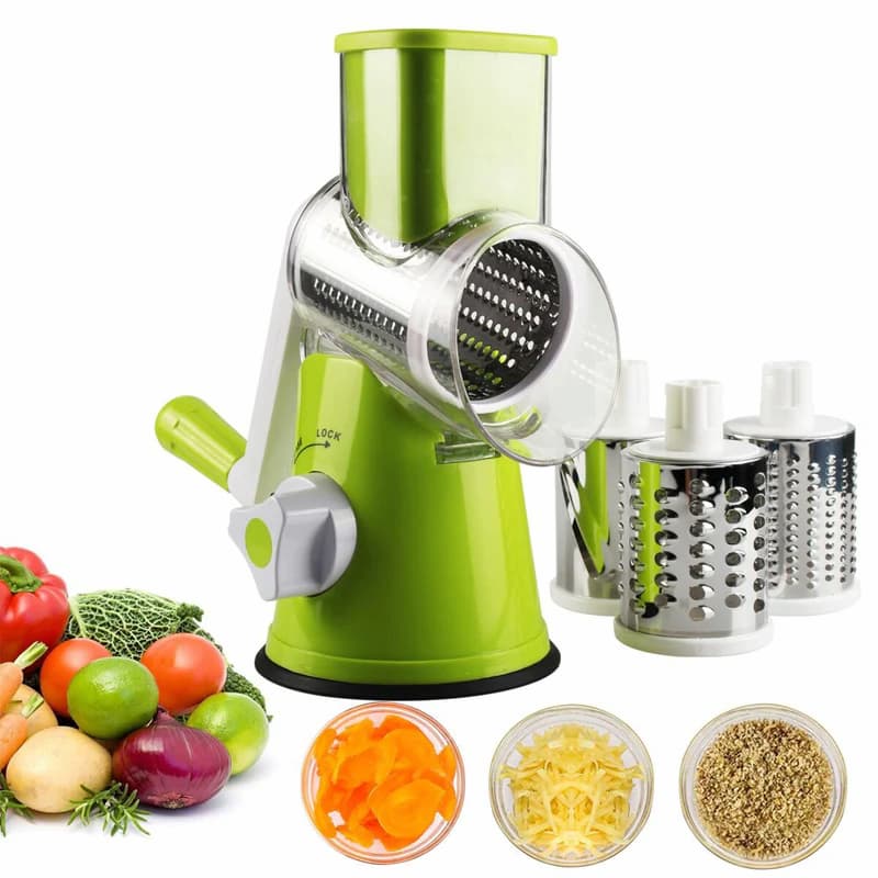 Manual Vegetable Cutter Slicer Round ,Grater, 3 in1 Slicer